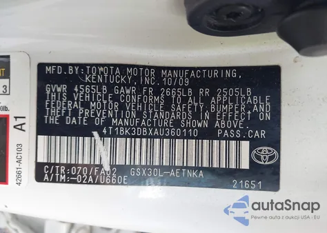 2010 Toyota Avalon Xl from USA, damaged, VIN 4T1BK3DBXAU360110